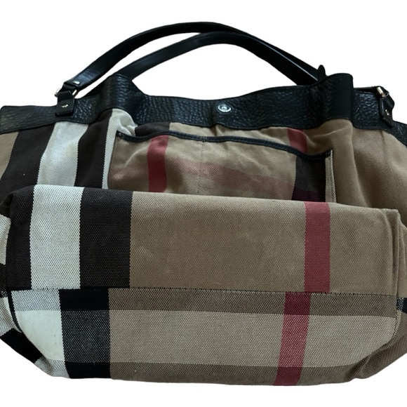 BURBERRY Maidstone Medium Leather and House Check Canvas Tote/Shoulder Bag - Picture 7 of 14